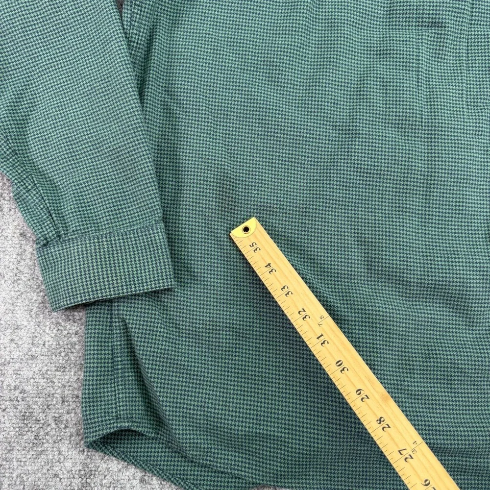 LL Bean Shirt Mens LT Tall Green Wicked Good Flannel Houndstooth Slightly Fitted
